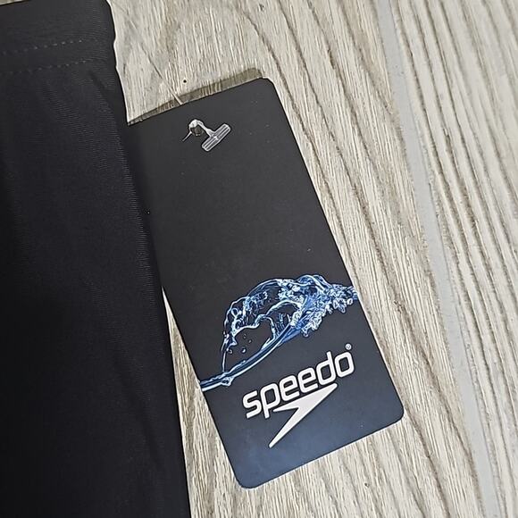 Speedo Powerflex Solid Jammer Swimsuit Black Shorts Mens Size 30 NWT - Picture 6 of 7